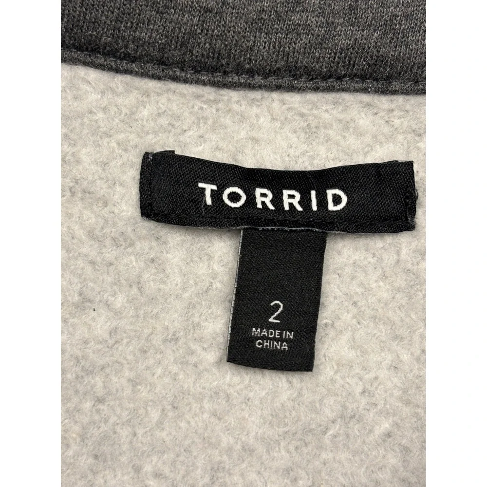 Torrid Grey‎ Fleece Lined Sweatshirt Peacoat Jacket Plus Size 2 2X 15981806
